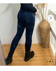 Navy Leopard print fleece leggings