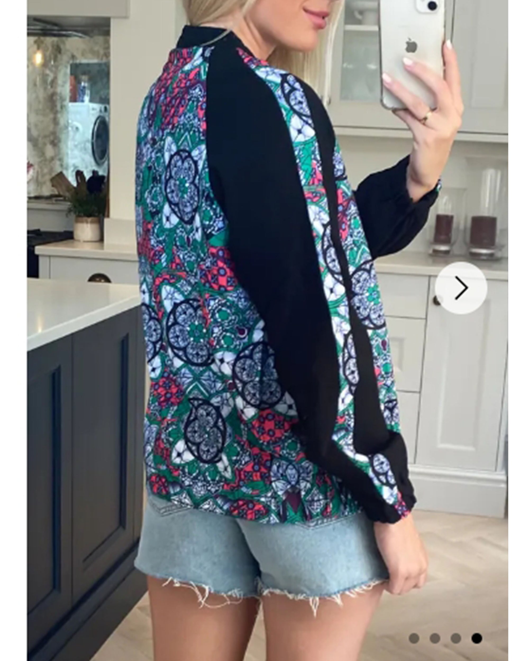 Green paisley floral Print Bomber Jacket