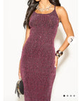 Scooped-neck sleeveless metallic-knit maxi dress in Pink