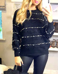 Pearl embellished soft knit jumper in black