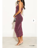 Scooped-neck sleeveless metallic-knit maxi dress in Pink