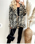 Trendy Leopard print faux fur oversized coat