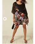 floral and bird print shift dress