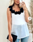 Black floral embellished Chiffon Vest