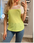 Neon Colour Mesh & Cotton T-shirt (Yellow)