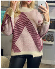 Pink metallic effect stripe design jumper