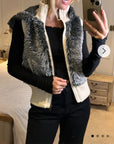 Faux Fur Waistcoat Jacket in Grey