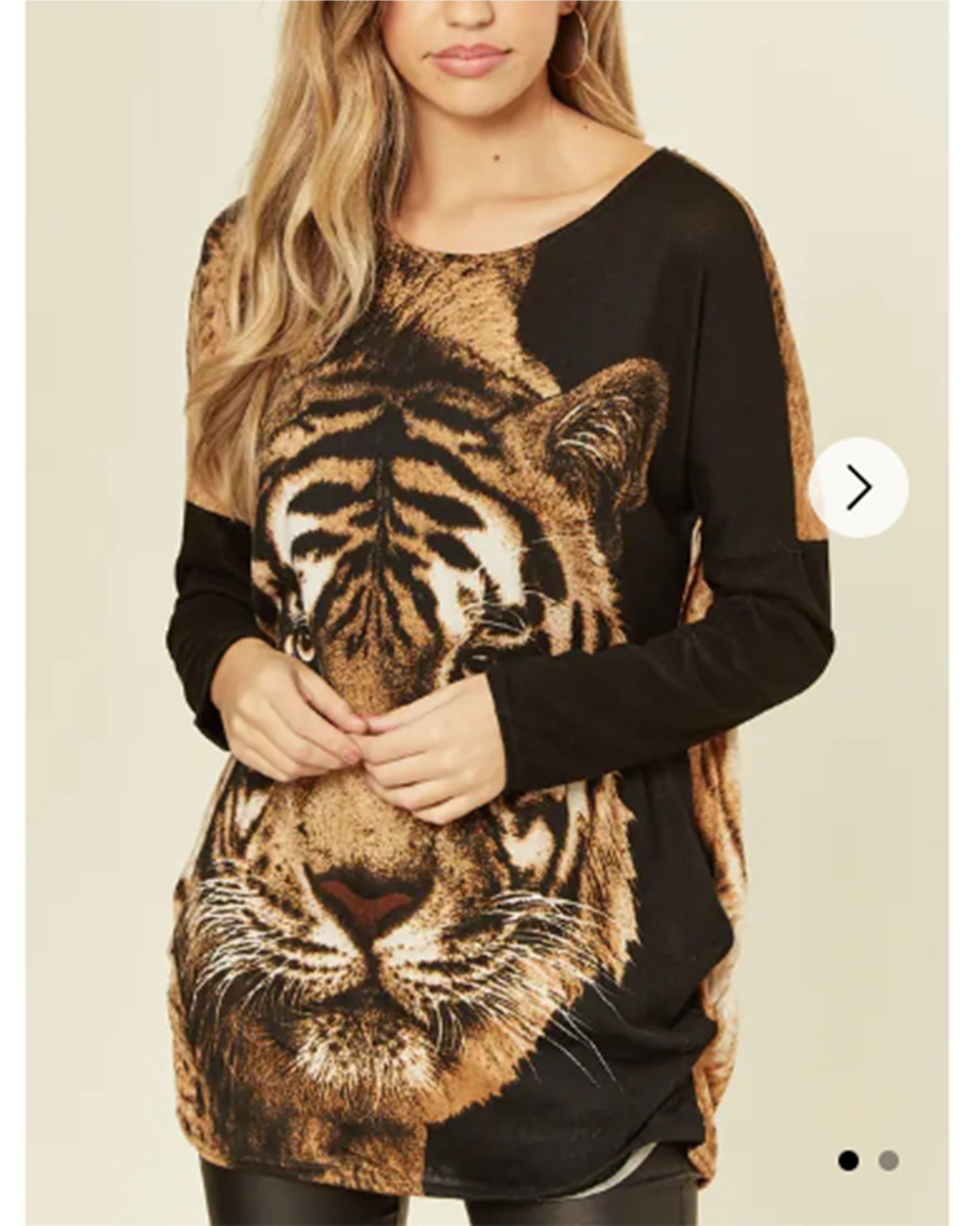 Tiger Printed Batwing Knitted Jumper