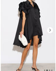 Oversized Ruffle Sleeves shirt dress in black