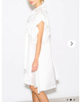 Oversized Ruffle Sleeves shirt dress in white