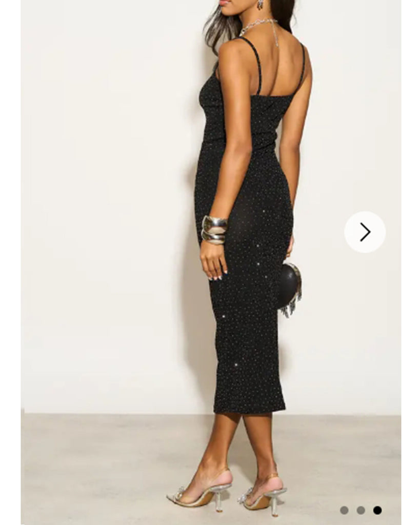 Scooped-neck sleeveless metallic-knit maxi dress in Black