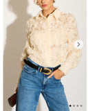 Allover Ruffled Floral Shirt In Cream