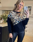 Mirror Sequin Jumper in Black