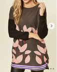 Leave Print Knitted Jumper