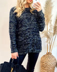 Metallic gold trims navy Jumper