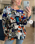 Multi color artistic print jumper (Blue)