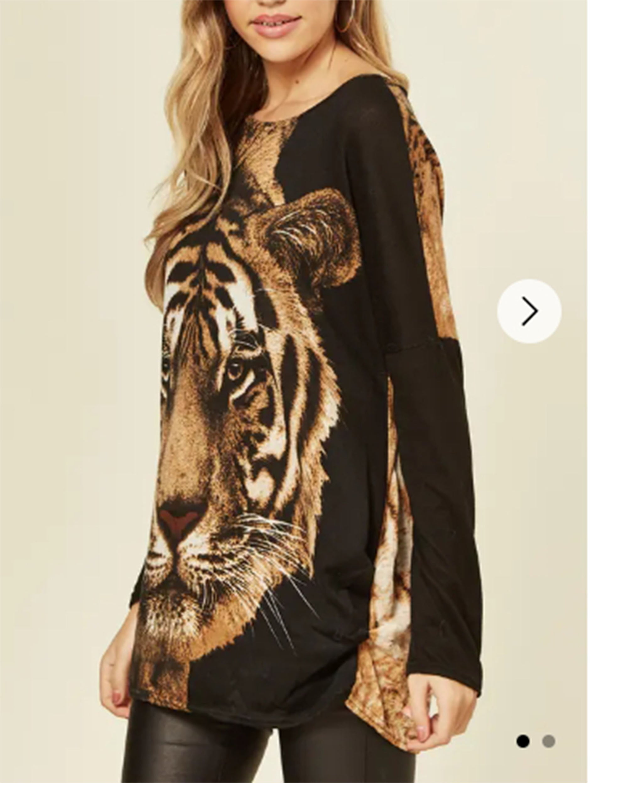 Tiger Printed Batwing Knitted Jumper