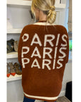 PARIS Lettering Embroidered cardigan