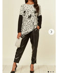 Polka dot and walking doggy print oversized jumper top