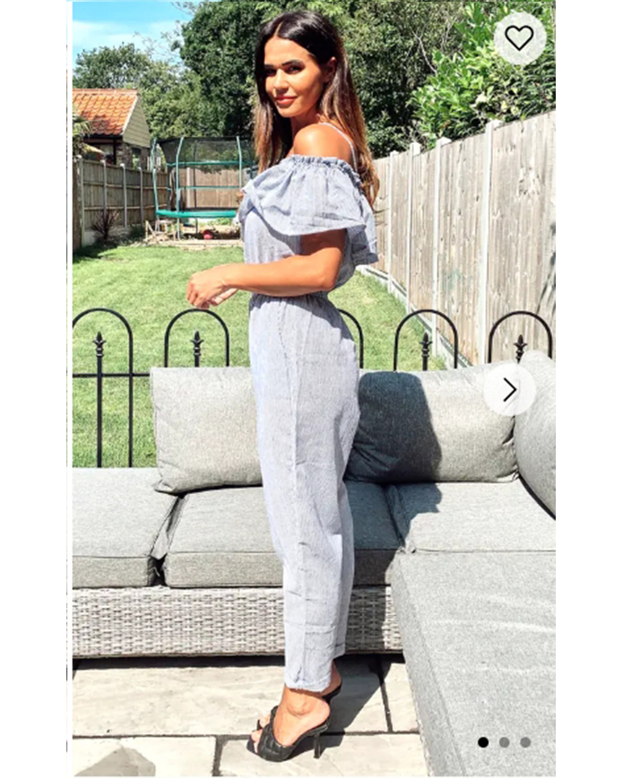 Blue Stripe Cotton Blend Jumpsuits