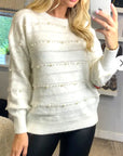 Pearl embellished soft knit jumper in white