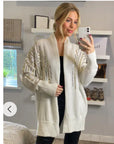 Sequin embellished shoulder and front soft knit cardigan