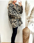 Trendy Leopard print faux fur oversized coat