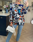 Multi color artistic print jumper (Blue)