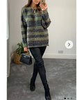 Ribbed stripe mix yarn oversize jumper