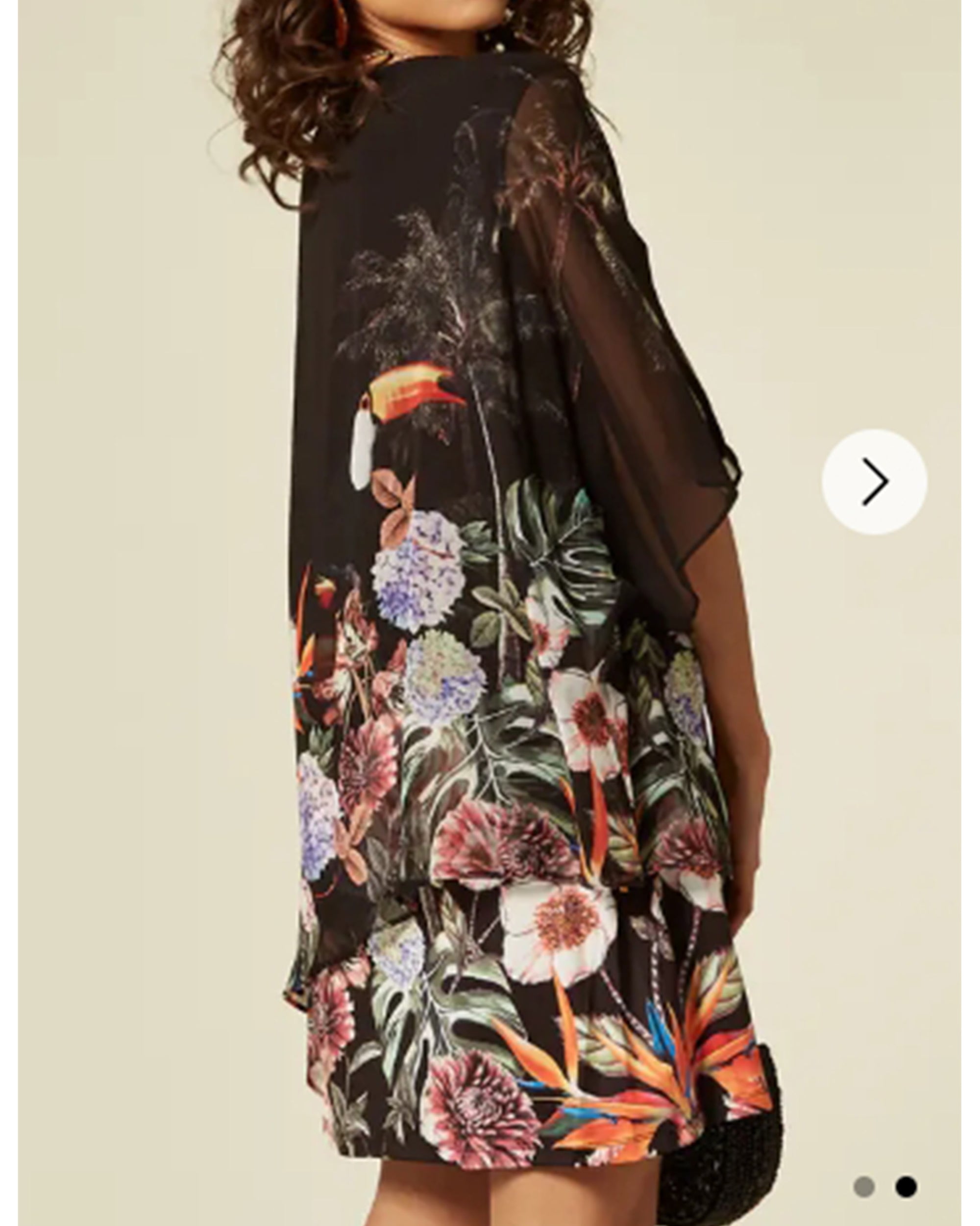 floral and bird print shift dress