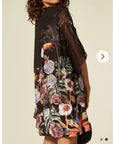 floral and bird print shift dress