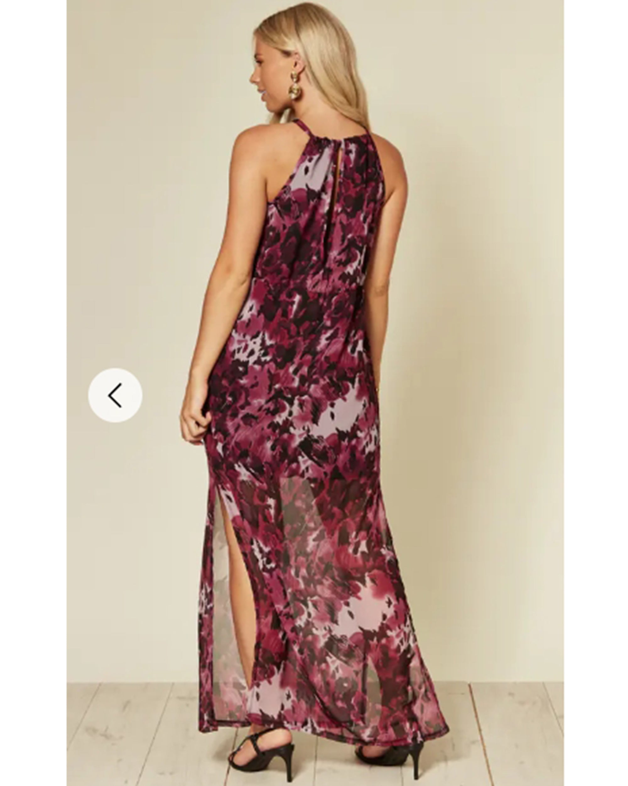 Purple Print Chiffon Maxi Dress