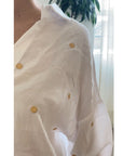 Gold Polka Dots Embroidered Shirt in Soft cotton fabric in White