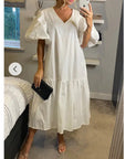 Oversized Puff Sleeves Maxi dress in White