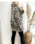 Trendy Leopard print faux fur oversized coat