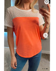 Neon Colour Mesh & Cotton T-shirt (Orange)