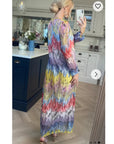 Button Up Maxi Dress in Summer Feather Print