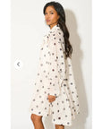 Oversized Poker Dot Print Billow Dress With Blouson Sleeves