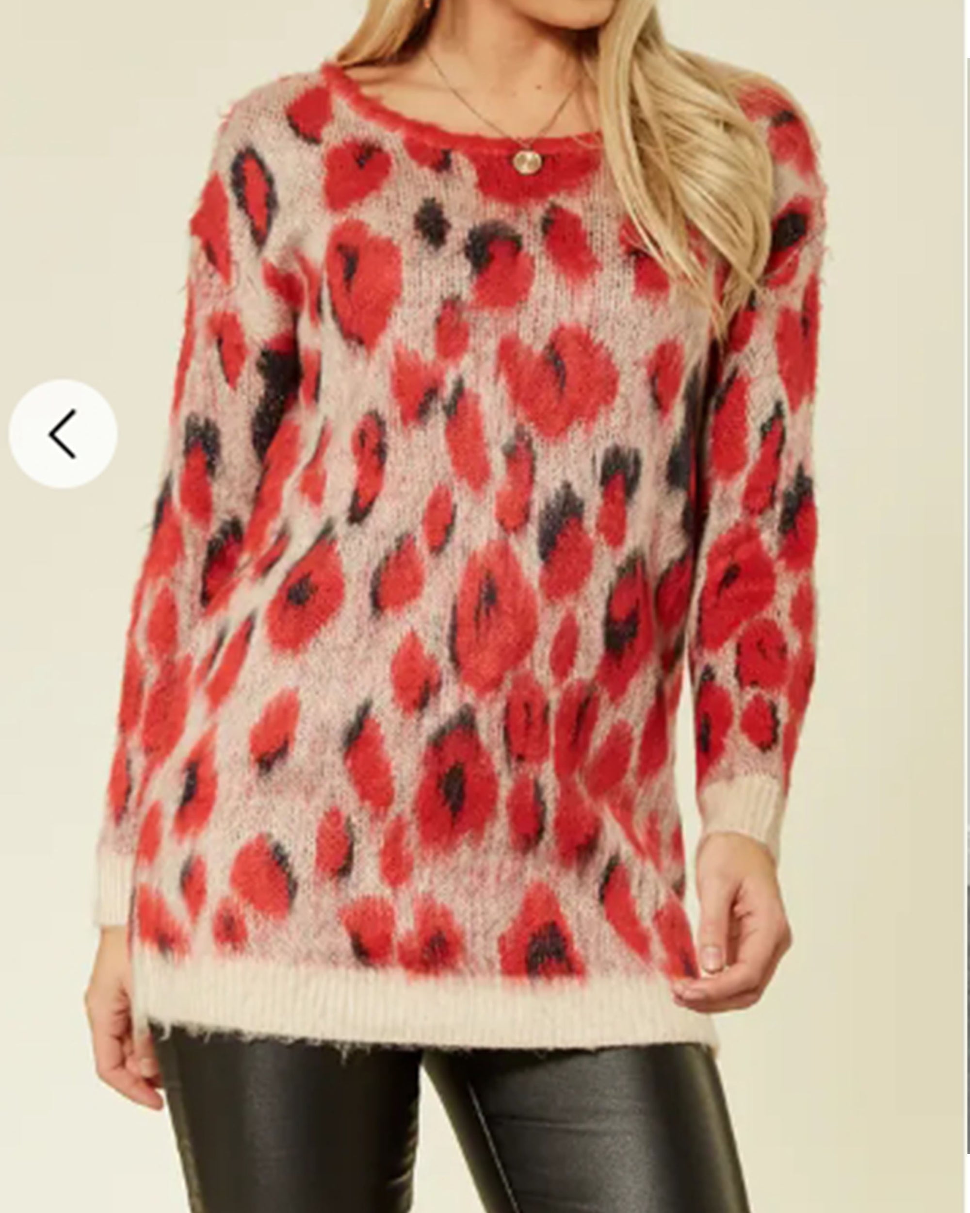 Multi color red &amp; cream brushed mohair jumper