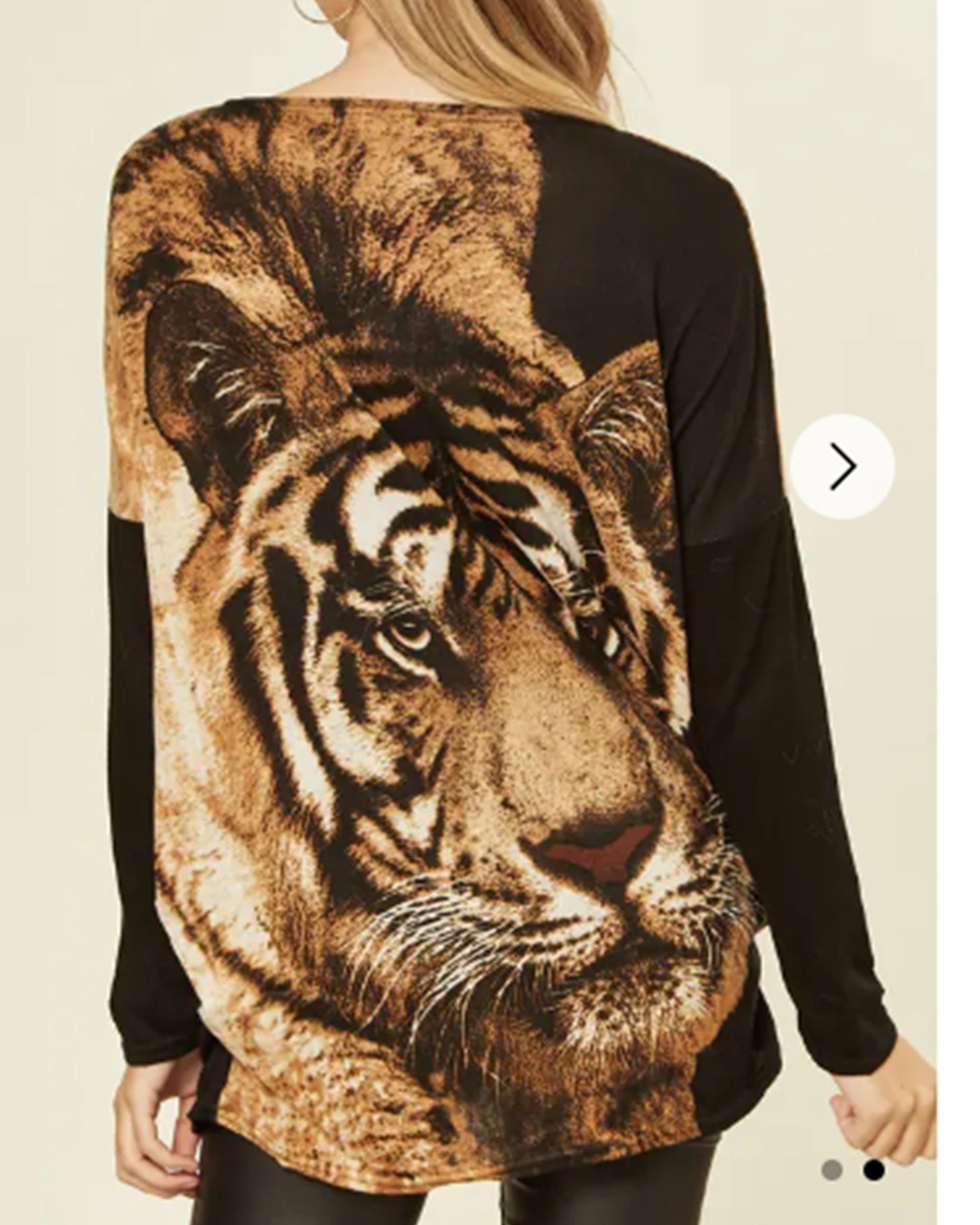 Tiger Printed Batwing Knitted Jumper