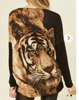 Tiger Printed Batwing Knitted Jumper