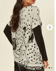 Polka dot and walking doggy print oversized jumper top