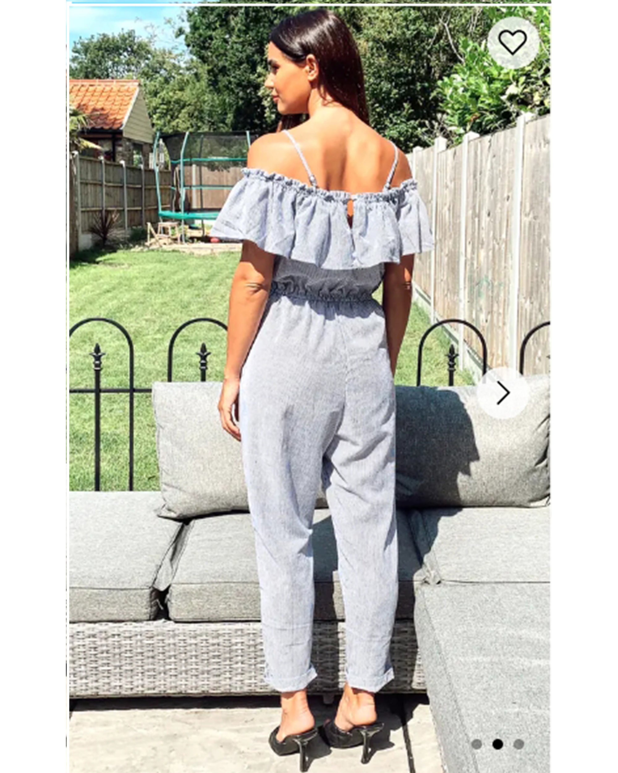 Blue Stripe Cotton Blend Jumpsuits