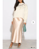 Multi color disco Sequin embellished design Soft knit jumper in cream