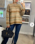 Ribbed stripe mix yarn oversize jumper