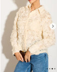 Allover Ruffled Floral Shirt In Cream