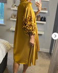 Floral sleeves design oversized sleeves shirt dress in Mustard Yellow