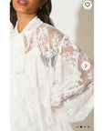 Floral Lace Long Blouseon Sleeves Design Dress In White