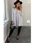 Leaves print shirt dress with scar