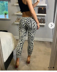 Knitted black white baroque print leggings